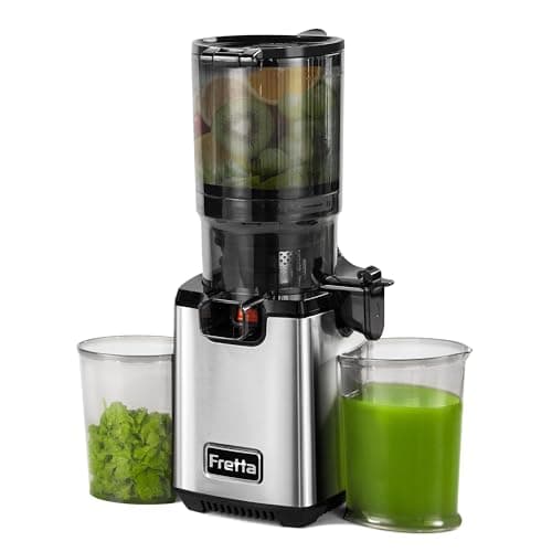 Fretta Cold Press Juicer Machine 5.3'' Feed Chute,BPA Free, Stainless Steel