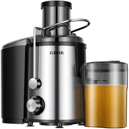GDOR Juicer Machine 800W 3" Wide Mouth Juicer for Whole Fruits and Vegetables 3 Speeds Centrifugal Juicer Quick Juicing Juice Extractor Machine Easy to Clean with Brush, Stainless Steel, BPA-Free