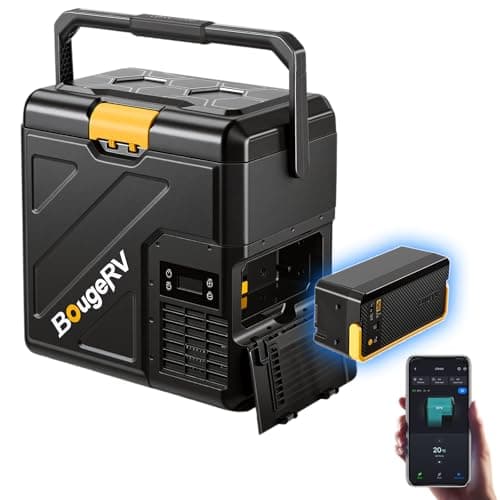 BougeRV 12 Volt Refrigerator with 240Wh Battery, 21QT Car Fridge, 20L Portable Freezer, -4~68℉, 12/24V DC, 110~240V AC, Ideal for 2 People, Road Trips, Truck, Camping(2026 New Model: CRH20 and B240)