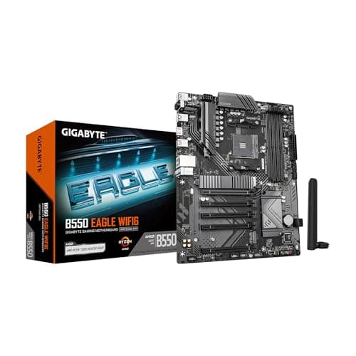 GIGABYTE B550 Eagle WIFI6 Motherboard - AMD Ryzen 5000 G-Series CPUs, 10+3+1 Phases VRM, up to 3200MHz DDR4, 1xPCIe 4.0 + 1xPCIe 3.0 M.2, 1GbE LAN, WiFi 6, USB 3.2 Gen 2