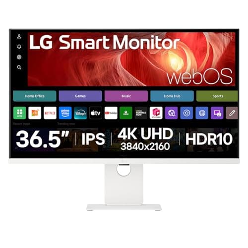 LG 36.5” 4K UHD IPS Smart Monitor 37U730SA-W, webOS, USB-C 65W, AirPlay 2, Bluetooth, ThinQ, Netflix, Prime Video, Disney+, YouTube, Apple TV, Remote PC, Adjustable Stand (Renewed)