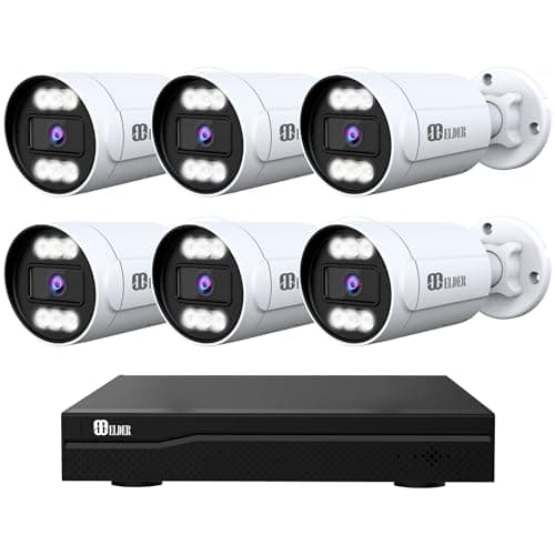 Elder 4K Security Camera System AI 8Ch NVR 1TB PoE 6-Camera Outdoor, Two-Way Talk, Dual-Light Color Night Vision & Spotlight, Smart Home Surveillance 8MP Wired DIY CCTV Hunter-D