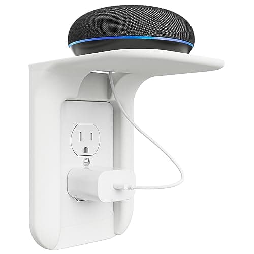 WALI Outlet Shelf Wall Holder,Bathroom Wall Shelf up to 10lbs Standard Vertical Duplex Wall Shelf Organizer for Smart Home Decor Space (OLS001-W), 1 Pack, White