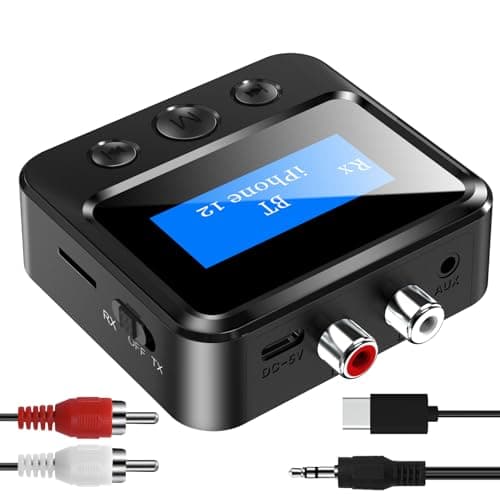 Bluetooth Receiver for Speaker - Bluetooth 5.0 Audio Receiver with Display, Wireless Audio Adapter for Home Stereo/Headphones/Speakers/Home Theater/TV/PC/Car, with TF Card/RCA/3.5mm/AUX Output