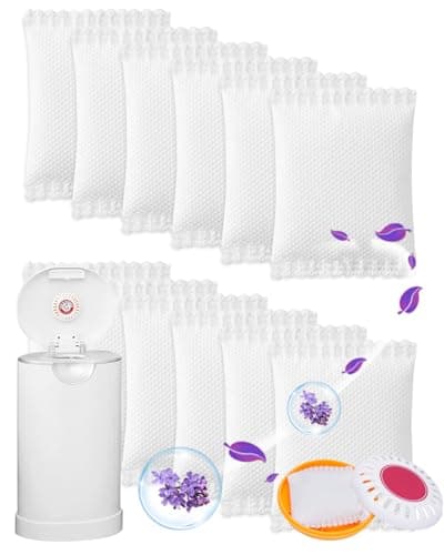 KeeTidy Diaper Pail Deodorizer Puck Compatible with Munchkin Arm and Hammer Diaper Pail, Lavender Scented Diaper Pail Odor Eliminator for Munchkin Nursery Fresheners, 12 Pack