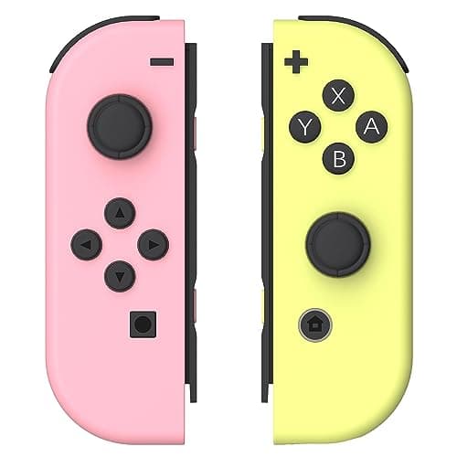 Controllers Compatible with Nintendo Switch, Wireless Switch Controllers Gamepad Supports Dual Vibration/Motion Control/Screenshot/Wake-up (Pink and Yellow)