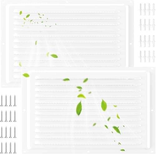 2 Pcs 8 x12 Inch Gable Vents Attic Vents Metal Gable Wall Shed Vent with Square Return Louver Grille for Ventilation Exterior Door House Attic Garage Ceiling (White 8" X 12"-2 Pack)