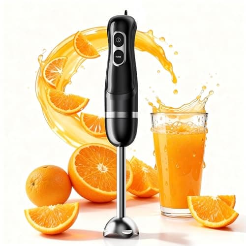 Turelar Immersion Blender Handheld Corded Electric Hand Blenders Portable Stick Mixer with 2 Mixing Speed and Stainless Steel Blades Emulsifier for Blending Soup, Smoothies, Puree or Baby Food