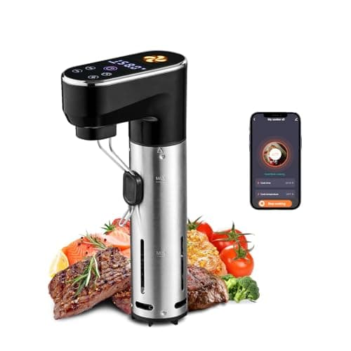 Outohome 1300W Sous Vide Cooker,WIFI Sous Vide Machines,Immersion Circulator,Precision Cooker,Recipes,Accurate Temperature and Time Control,IPX7 Waterproof,Ultra Quiet,Fast Heating,APP Recipes Timer