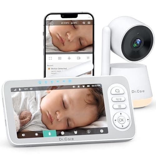 Dr.Care LumiView Plus Smart WiFi Baby Monitor- 5.5" 1080P FHD & 2K Camera,Privacy Mode, 5000mAh Removable Battery, RGB Night Light, Cry & Motion Alerts, App Control, HD Night Vision