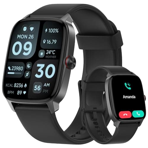 Smart Watches for Men Women, with Bluetooth Calling, 1.85" Screen DIY Dial Smartwatch for Android iPhone. 100+ Sports Modes, Heart Rate Sleep Monitor, AI Built-in Fitness Tracker, IP68 Waterproof