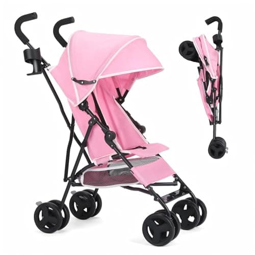 Umbrella Baby Strollers, Lightweight Travel Stroller for Airplane, One-Hand Quick Compact Fold, Adjustable Canopy, Cup Holder, Space-Saving, for 6 to 36 Months