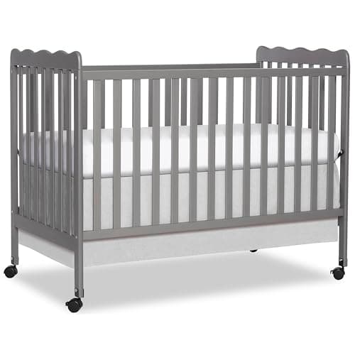 Dream On Me Carson Classic 3-in-1 Convertible Crib in Steel Grey, Made of Sustainable Pinewood, Non-Toxic Finish, Comes with Locking Wheels, Wooden Nursery Furniture