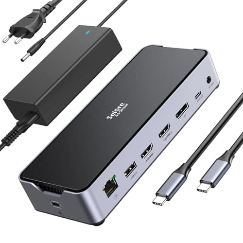 USB C Triple Display Docking Station with Laptop Charging 150W DC Power