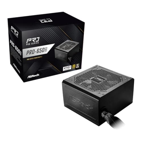 ASRock PRO-650G Power Supply - 650W 80 Plus Gold Certified, ATX 3.1 Ready, 120mm Fan, Full Protection Circuit, 3-Year Warranty