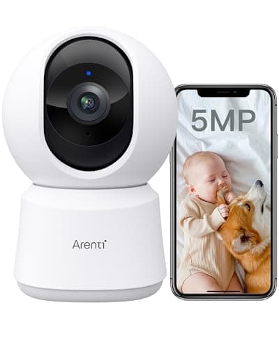 Arenti 360° View 5MP Pet Camera, 5G&2.4G Wi-Fi Indoor Security Camera, Pan & Tilt, One-Touch Cruise, Motion Tracking, Human Detection, Sound Detection, Night Vision,Two-Way Audio, Works with Alexa