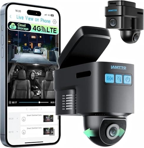 LAMTTO 4G LTE Dash Cam with Live View, Dual Dash Camera with Remote Live View via App, Real-Time GPS Tracking,Radar Parking Monitor, Anti-Theft Car Security Camera for Drivers, Fleet & Family Safety