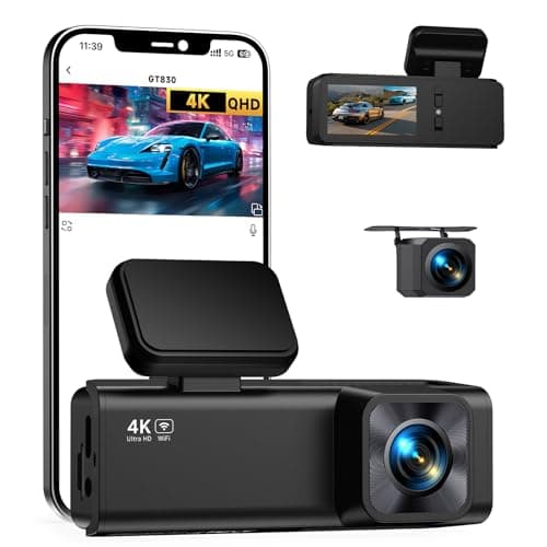 Dash Cam Front and Rear Camera, 4K+1080P Dual Channel Dashcam for Cars with Night Vision, G-Sensor, 24H Parking Mode, Loop Recording, Support 256 GB Max