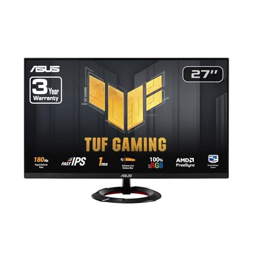 ASUS TUF Gaming 27” 1080P Monitor (VG279Q3R) - Full HD, 180Hz, Fast IPS, Extreme Low Motion Blur, 1ms, FreeSync, Variable Overdrive, Shadow Boost, Eye Care, 100% sRGB, 3 yr Warranty