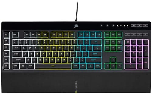 CORSAIR K55 RGB PRO Membrane Wired Gaming Keyboard – QWERTY US Layout, IP42 Dust and Spill-Resistant – 6 Macro Keys with Elgato Integration – iCUE Compatible – PC, Mac, Xbox – Black