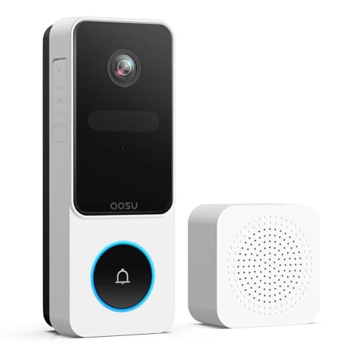 aosu 2K Wireless Doorbell Camera, 170° Wide Angle Battery Powered 2.4G WiF
