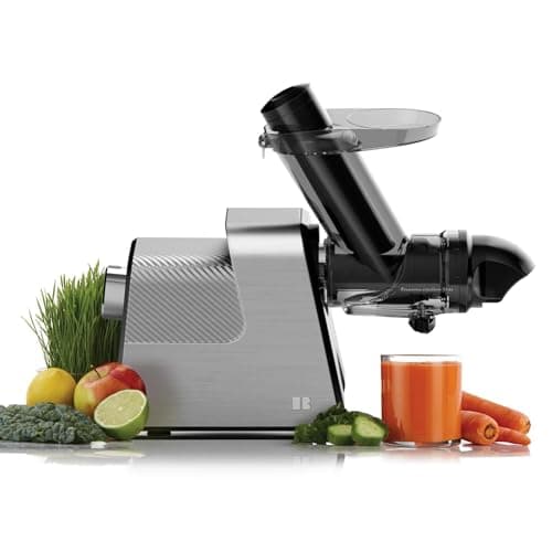 Anybear Masticating Juicer Machines, 3.5" Large Feed Chute Cold Press Juicer Fit Whole Fruits Vegetables with Quiet Motor | 5 Speed Modes | Easy to Clean with Brush (Silver)