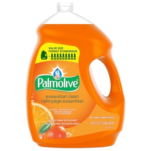 Palmolive Essential Clean Dish Soap Liquid - Orange Tangerine Scent - 4.27 L - Tough on Grease, Soft on Hands, Dishwashing liquid for Everyday Dishwashing , Removes Food Particles and Grime