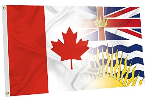 Canada British Columbia Flag 3x5 Ft, Made of Glossy Fabric -Silk - Vivid Color and Fade Proof,Double Stitched Printed Canadian Province Flags Decoration Gift Yard House Banner