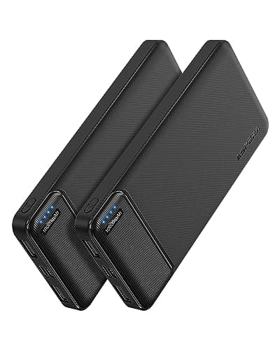 AsperX Power Bank 2 Pack, 10000mAh USB C Portable Charger for iPhone, Portable Battery Bank with 3 Outputs, Travel Essentials Battery Pack Power Bank for iPhone Series, Smartphones, Earphones and More