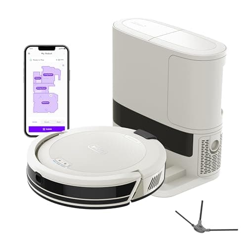 Shark Navigator Robot Vacuum, Bagless Self-Empty Base, 30-Day Capacity Self-Empty Base and SmartPath Navigation, White, AV2110S