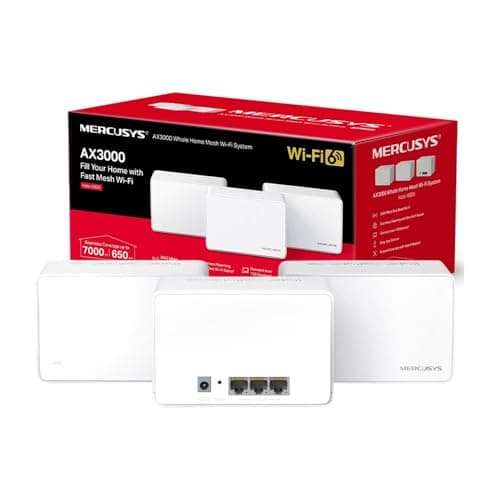 Mercusys AX3000 Whole Home Mesh WiFi 6 System (Halo H80X) -Dual-Band Wireless Coverage up to 5,000 Sq. Ft., 3 Gigabit Ports per Unit, Connect 150+ Devices, 3-Pack