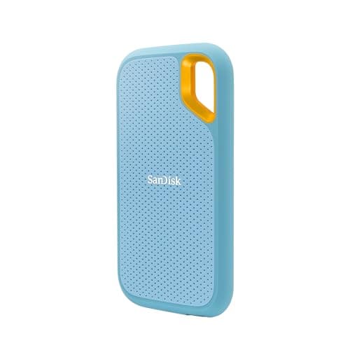 SANDISK 1TB Extreme Portable SSD (Old Model) - Up to 1050MB/s, USB-C, USB 3.2 Gen 2, IP65 Water and dust Resistance, Updated Firmware, Sky Blue - External Solid State Drive - SDSSDE61-1T00-G25B