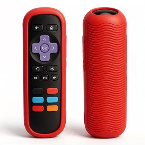 Remote Cover Case Compatible with Roku TV Remote/Roku Express/Streaming Stick/Premiere, Universal Silicone Case for Roku Voice Remote with Lanyard - Red