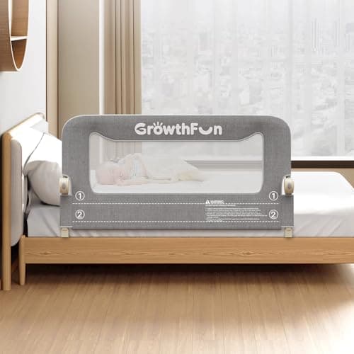 Foldable Bed Rail for Toddlers, 47IN/120CM Reinforced Carbon Steel Frame&Connectors, Breathable Cationic Fabric, Safety Toddler Bed Rails for Queen, King, Twin, Full, No-Tool Setup.