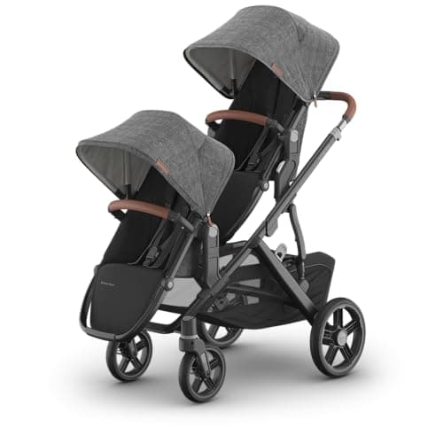 UPPAbaby Vista V3 Stroller + RumbleSeat V3 - Convertible Single-To-Double Stroller System- Toddler Seat, RumbleSeat Accessory, Adapters Included- Greyson (Charcoal Mélange/Carbon Frame/Saddle Leather)