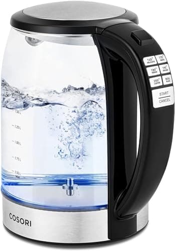 Cosori Electric Kettle Temperature Control with 6 Presets, 60min Keep Warm 1.7L Electric Tea Kettle & Hot Water Boiler, 304 Stainless Steel Filter, Auto-Off & Boil-Dry Protection, BPA Free, Black