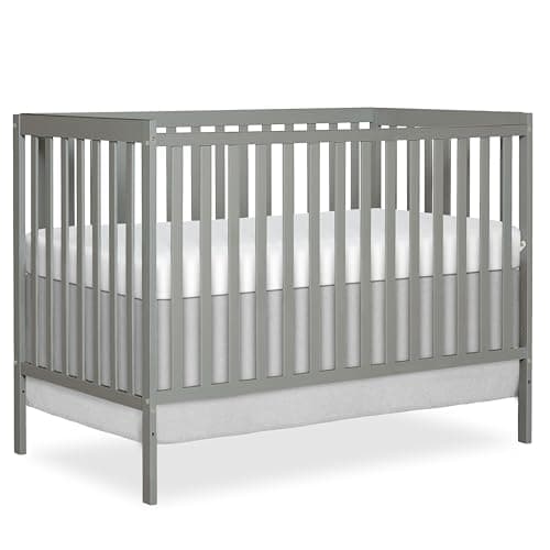 Dream On Me Synergy 5-in-1 Convertible Crib in Cool Grey, Greenguard Gold Certified, BSA Certified, 3 Mattress Height Settings, Classic Nursery Furniture