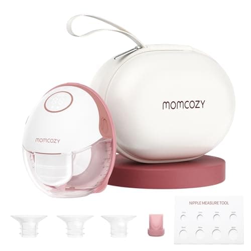 Momcozy Breast Pump Hands Free Mobile Style | M6, Wearable Breastfeeding Pump Ideal Rhythm for More Milk, DoubleFit Flange More Fit & Discreet with 3 Modes & 9 Levels, 24mm (Cozy Red, 1 Count)