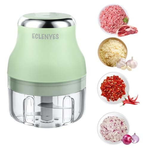 Vegetable Chopper, 100ML Electric Garlic Chopper, Rechargeable Mini Blender, Powerful Small Food Processor, Blender to Vegetable, Wireless Food Cutter for Ginger, Chili, Fruit, Meat, etc(Green)
