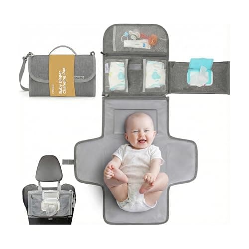 Cozira Baby Portable Diaper Changing Pad Travel Essential, Wipeable & Waterproof, Soft Cushioned & Foldable Portable Changing Pad for Diaper Bag | Compact, Newborn, Infant, Baby Changer Pad