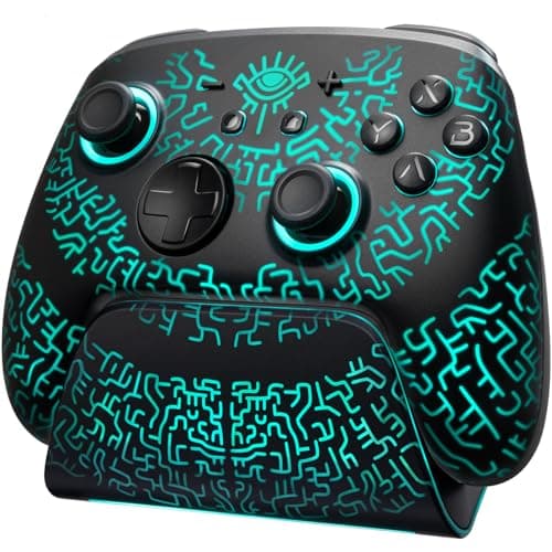 FUNLAB Switch 2 Pro Controller Wireless for Nintendo Switch 2/1/OLED/Lite, Hall Effect Switch Controller with Charging Dock, Wireless Gamepad Control with 7 LED Colors, Turbo, App Link - Black