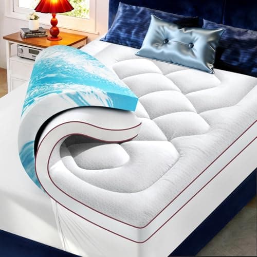 KELTARO Premium Mattress Topper Queen Size,4 Inch Dual Layer (2" Gel Memory Foam + 2" Plush Pillow Top) Comfort Support, Thick Mattress Pad Cover for Back Pain (60x80 inch)