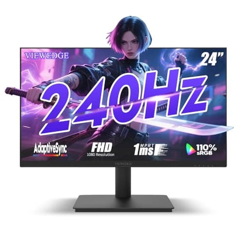 Viewedge 24 inch Gaming Monitor 240 Hz 1ms FHD 1920x1080p Computer Monitor, 110% sRGB HDMI x 2 & DP x 1 Port, Support Adaptive Sync and Wall Mount