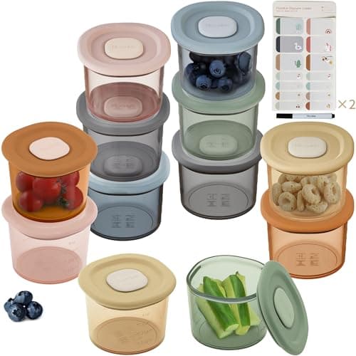 Moonkie Silicone Baby Food Containers,12 Pack, 4 oz Baby Food Storage Jars with Airtight Lids, Reusable Baby Food Jars, Freezer,Microwave and Dishwasher Safe, Perfect for Infant & Toddler