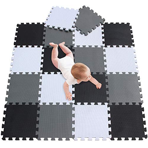meiqicool Kids Foam Mat Non Toxic Crawl Mat Baby Tiles Play Puzzle Mat with Softer Thicker EVA Foam Mat for Kids Toddlers Babies Playrooms/Nursery Tummy Time and Crawling Style 18 PCS ADL