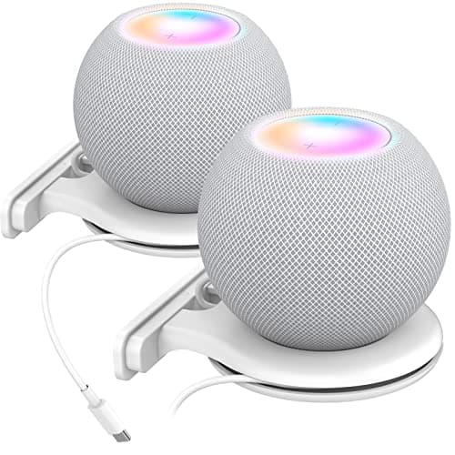 Aokicase Compatible with Apple HomePod Mini Holder Wall Mount Stand Accessories with Integrated Cable Management, Speaker Accessories Rack (Apple HomePod Mini, White) 2 Pieces