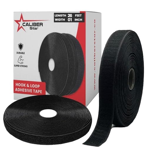 Black Heavy Duty Adhesive Hook and Loop Tape Roll - Industrial Strength, Easy to Cut, Strong Strips with Sticky Back (1 inch x 26 feet)