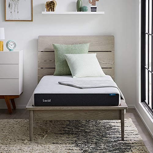LUCID 6 Inch Gel Memory Foam Mattress – Soft Feel – Gel Infusion – Hypoallergenic Bamboo Charcoal – Breathable Cover, Queen, White