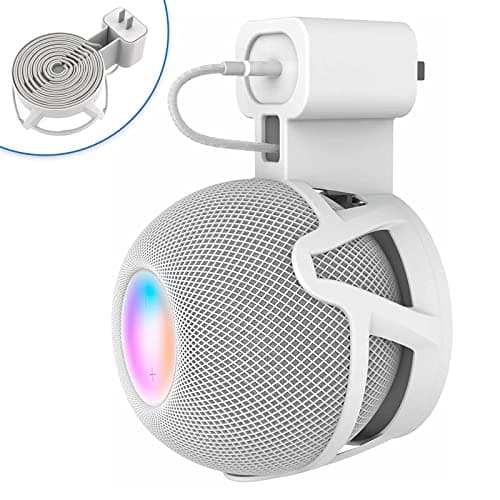 CUHIOY Wall Mount Holder for Homepod Mini, Plug Mount with Cord Management, No Messy Wires or Screws, Perfect Space-Saving Accessories for HomePod Mini (White, 1 Pack)