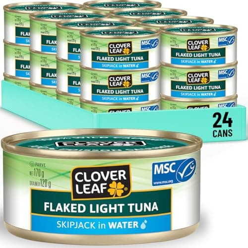 Clover Leaf Flaked Light Skipjack Canned Tuna in Water, 170g, 24 Count